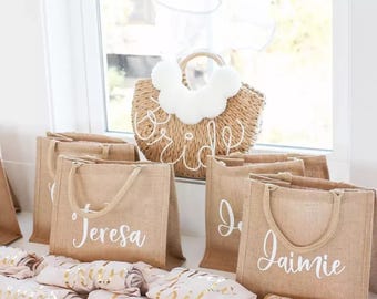 Borsa di iuta Borsa regalo personalizzata per damigella d'onore Borsa da matrimonio Borsa regalo in iuta personalizzata Borsa per festa di addio al nubilato in spiaggia Regalo di proposta per damigella d'onore Borsa personalizzata