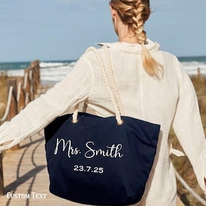 Personalisierte Brautjungfer Strandtasche Brautjungfer Geschenk Tasche Nautische Strand Tragetaschen, Hochzeitsgeschenk Taschen, Trauzeugin Tragetasche, Party Geschenk Taschen
