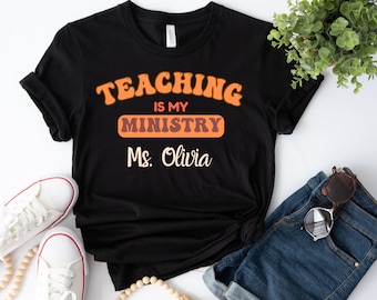 Felpa "Insegnare è il mio ministero", Felpa con cappuccio per insegnante cristiano, Maglietta personalizzata con versetto biblico per insegnante, Maglietta per la scuola domenicale, Maglietta regalo per insegnante di religione