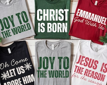 Christian Christmas PNG Bundle, Jesus Is the Reason for the Season Distressed Christmas Sublimation Designs Religious Faith Joy to the World
