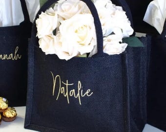 Borsa in juta personalizzata per damigelle d'onore: regalo per l'addio al nubilato