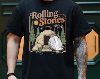 Maglietta dei Rolling Stones, abbigliamento pasquale alla moda, maglietta di Gesù Cristo, regalo per cristiani, maglietta grafica basata sulla fede, regalo per lei
