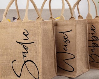 Borsa di iuta Borsa regalo personalizzata per damigella d'onore Borsa da matrimonio Borsa regalo in iuta personalizzata Borsa per festa di addio al nubilato in spiaggia Regalo di proposta per damigella d'onore Borsa personalizzata