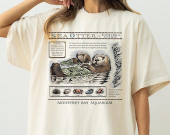 Vintage zeeotters Monterey Bay aquarium shirt, otter Monterey Bay aquarium shirt, otter liefhebbers cadeau shirt, retro oceaan tshirt mariene liefhebbers