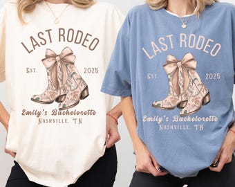 Camiseta de despedida de soltera estilo western: Camiseta para despedida de soltera de Last Rodeo Comfort Colors
