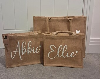 Sac cadeau de demoiselle d'honneur personnalisé, sac de mariage, sac cadeau personnalisé en toile de jute, sac fourre-tout de plage, sac de soirée bachelorette, cadeau de proposition de demoiselle d'honneur, ba de plage