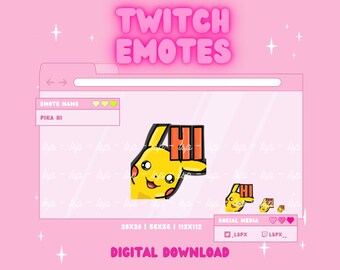 Pikachu Hi Emote | Twitch Discord | Sub Emote / Stream Emote (Pokemon Inspired Pikachu)