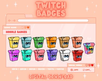 Noodle Box Badge/Emote | Twitch & Discord | Sub Badge / Bit Badge / Channel Points (Take Away)