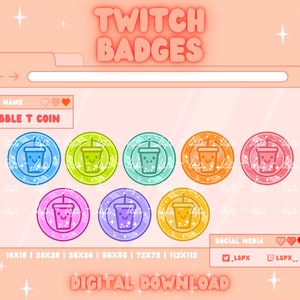Bubble T Coin Badge/Emote | Twitch & Discord | Sub Badge / Bit Badge / Channel Points