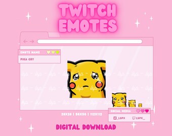 Pikachu Cry Emote | Twitch Discord | Sub Emote / Stream Emote (Pokemon Inspired)