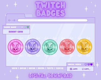 Bunny Coin Badge / Emote | Twitch & Discord | Sub Badge / Bit Badge / Channel Points (Overwatch)