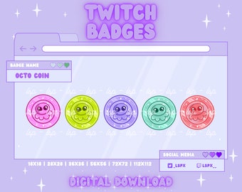 Oktopus Münzabzeichen/Emote | Twitch & Discord | Sub Badge / Bit Badge / Channel Points
