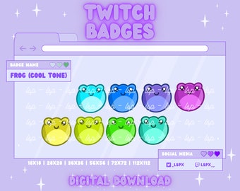 Frog Cool Tone Badge/Emote | Twitch & Discord | Sub Badge / Bit Badge / Channel Points