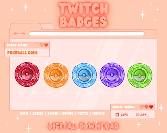 Pokeball Coin Badge / Emote | Twitch & Discord | Sub Badge / Bit Badge / Channel Points (Pokemon Inspired)