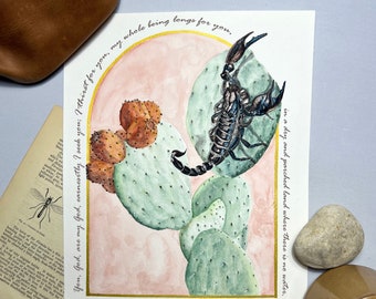 Christian Scorpion Art Print. Desert Art. Psalm 63:1 Bible Verse Art. Cactus Painting. Southwestern Decor. Scripture Gallery Wall.