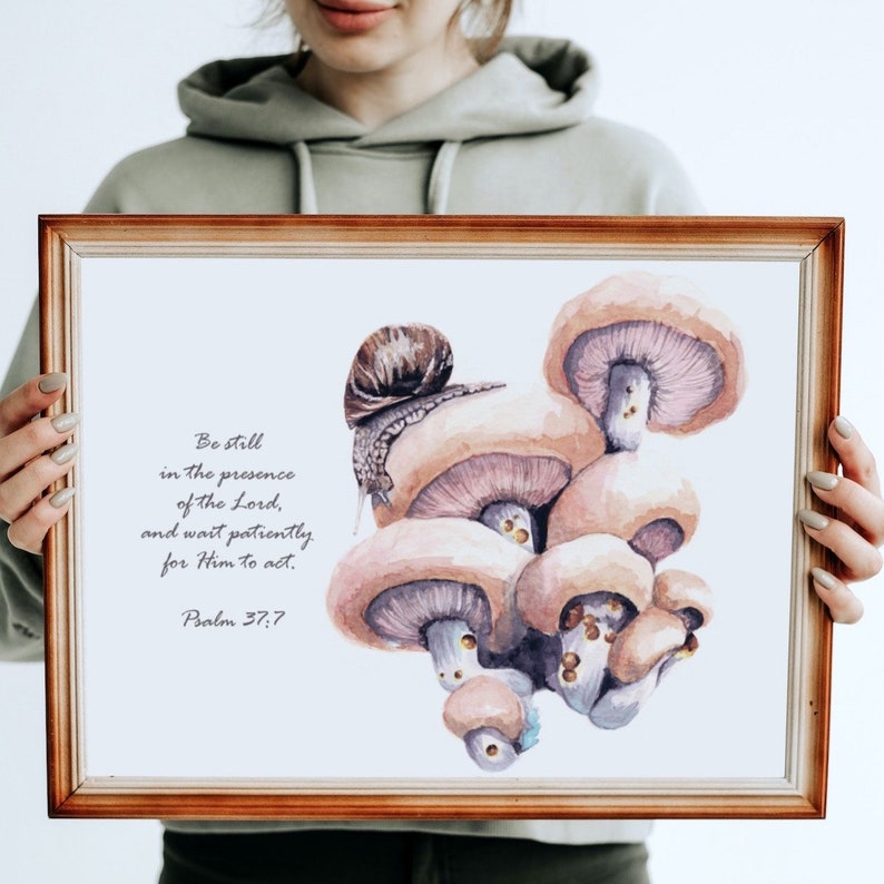 Christian Snail and Mushroom Art Print. Psalm 377 Bible Etsy