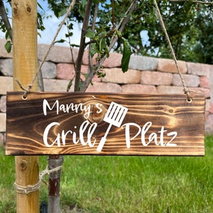 Name) ... grill place personalize your wooden sign with name grill sign garden sign gift grilling
