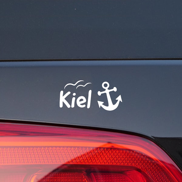 Kiel Autoaufkleber KFZ Sticker Label Anker Küste Maritim Ostsee und Nordsee Norden Nordisch  mit Möwen im klassischen Design