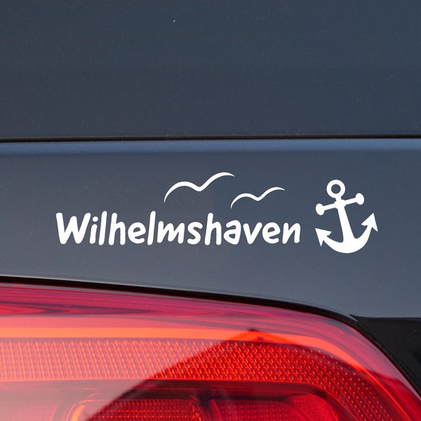 Wilhelmshaven Autoaufkleber KFZ Sticker Label Anker Küste Nordsee Maritim Ostsee mit Möwen im klassischen Design