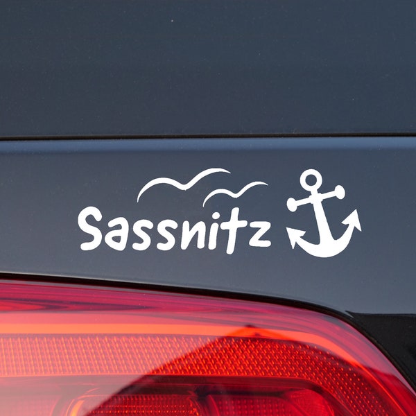 Sassnitz Autoaufkleber rügen KFZ Sticker Label Anker Küste Nordsee Maritim Ostsee mit Möwen im klassischen Design