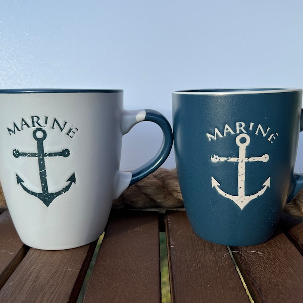 Tasse Maritim mit Anker verschiedene Farben Kaffeetasse Kaffeebecher Meer Strand Geschenk Nautik Becher