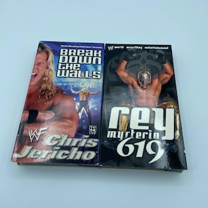Lot of 2 WWE VHS - Chris Jericho: Break Down the Walls & Rey Mysterio 619 - Good Condition, Tested Cleaned - Fast Shipping!