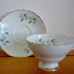 Crown Staffordshire English Fine Bone China Cup and Saucer Eden Green