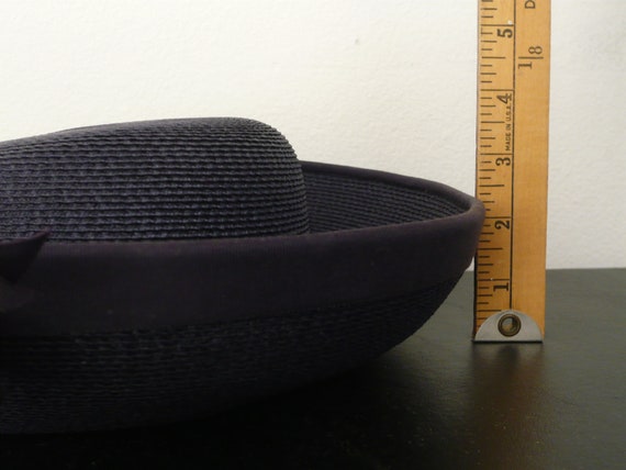 Vintage Navy Blue Woven Hat w/ Bow Bullock’s Pasa… - image 7
