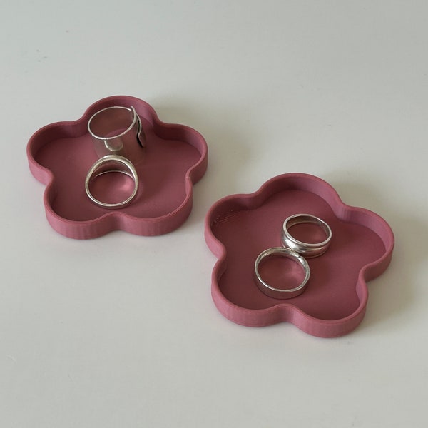 3DPrinted Two Pink Flower Jewelry Tray , ho lder For Rings \ Other Jewelry , Beautiful tr ay Gift - for Any Occasion , Unique printing gift