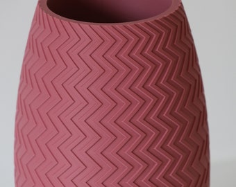 Jarrón decorativo rosa impreso en 3D, regalo de color pastel de primavera, jarrón de plástico verde reciclado a prueba de agua, impresión de decoración de primavera de diseño propio