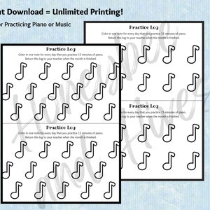 Piano Practice Log | Printable Practice Chart | Music Practice Tracker | Piano/Music Teacher Resource | Editable | Digital Download