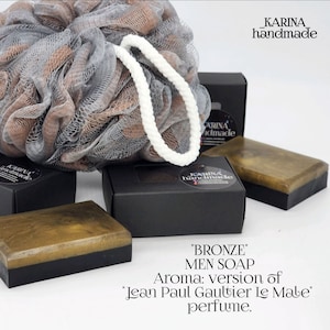Men&#39;s Soap Bar &quot;BRONZE&quot;, Real Perfume Soap, Hadnmade Soap, Charcoal Soap, Natural Oils Soap, For Face and Body, Best gift for best men
