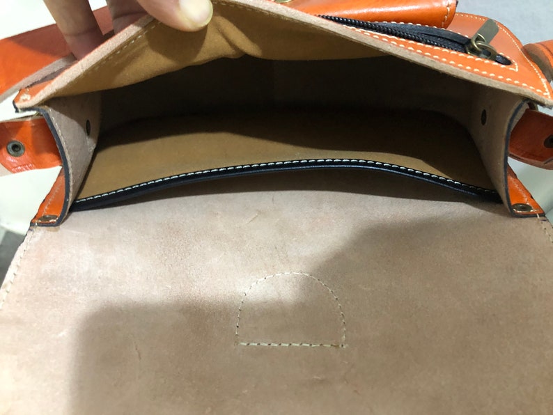Joli sac à bandoulière artisanal fait-main en cuir véritable, NEUF image 8