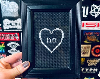 Framed ‘NO’ Snarky Cross Stitch