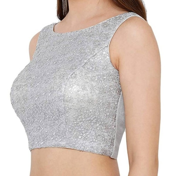 cropped floral sequin top