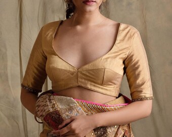 Beige Silk Tissue Saree BLOUSE