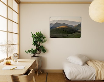 Mountain Serenity: Dawn's First Light Print on Acrylic