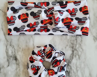 Mix and Match Scrunchie and Headband Fire Department, firefighter scrunchie, Hair tie