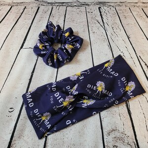 Mix and Match Scrunchie and Headband, Adult Language scrunchie, Die mad you salty bitch scrunchie, adult humor headband