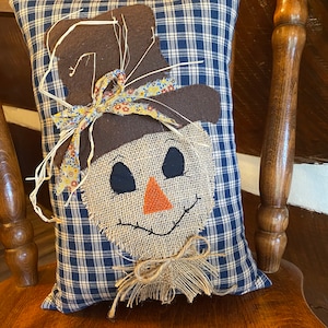 Handmade Scarecrow Pillow: Burlap & Plaid Fall Decor