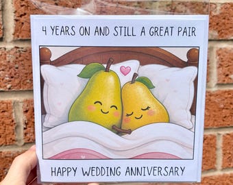 4th Wedding Anniversary card, fruit anniversary card, Linen anniversary