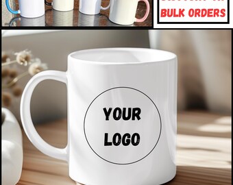 Your company logo mug, branded mugs for business, bulk company mugs for promotions, company logo gifts, coporate gifts