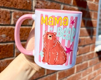 Mama bear preppy striped mug, new Mama gift, Mama accessories