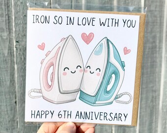 6th Wedding Anniversary card, iron anniversary card