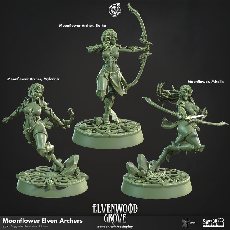 Moonflower Elven Archers Miniature Set Etsy UK