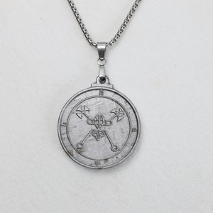 Natural Muonionalusta meteorite carving Sigil of Lucifuge Sigil of Demons pendant，Muonionalusta meteorite Necklace,Gift, collection