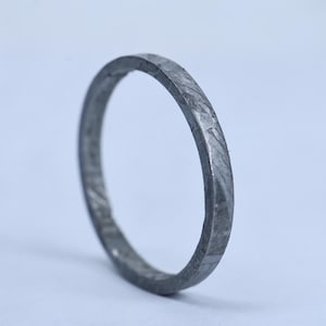 2 mm Slim Natural Meteorite Ring, Authentic Widmanstätten Pattern Band, One of a Kind Space Rock Wedding Ring
