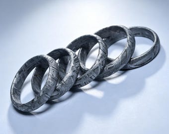 Custom Size Iron Meteorite Ring, Personalized Space Rock Band, Unique Widmanstätten Pattern Meteorite Gift
