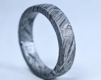 Custom Size Iron Meteorite Ring, Personalized Space Rock Band, Unique Widmanstätten Pattern Meteorite Gift