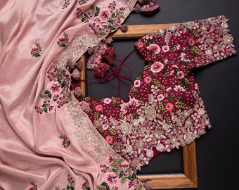 Soft Rangoli Silk with embroidery work saree and blouse for women, wedding saree, saree dress, indian saree, Designer saree, pink saree